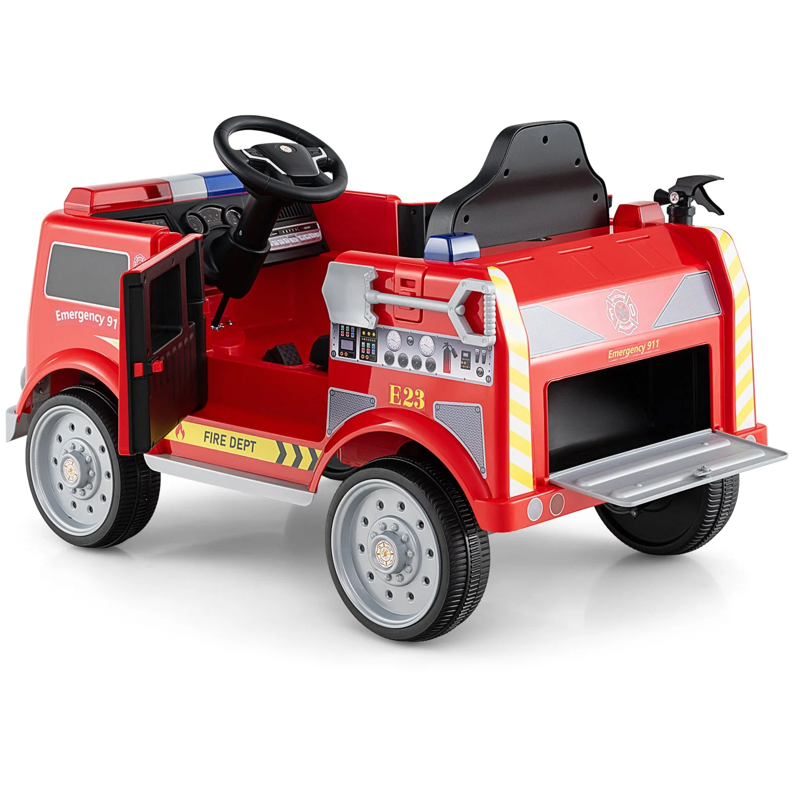 Kids Ride on Fire Truck with Remote Control and Extinguisher-Red - Image 4