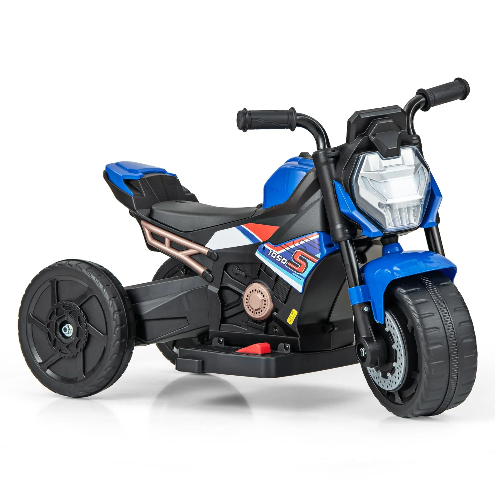 Kids Ride-on Motorcycle 6V Battery Powered Motorbike with Detachable Training Wheels-Blue - Image 3