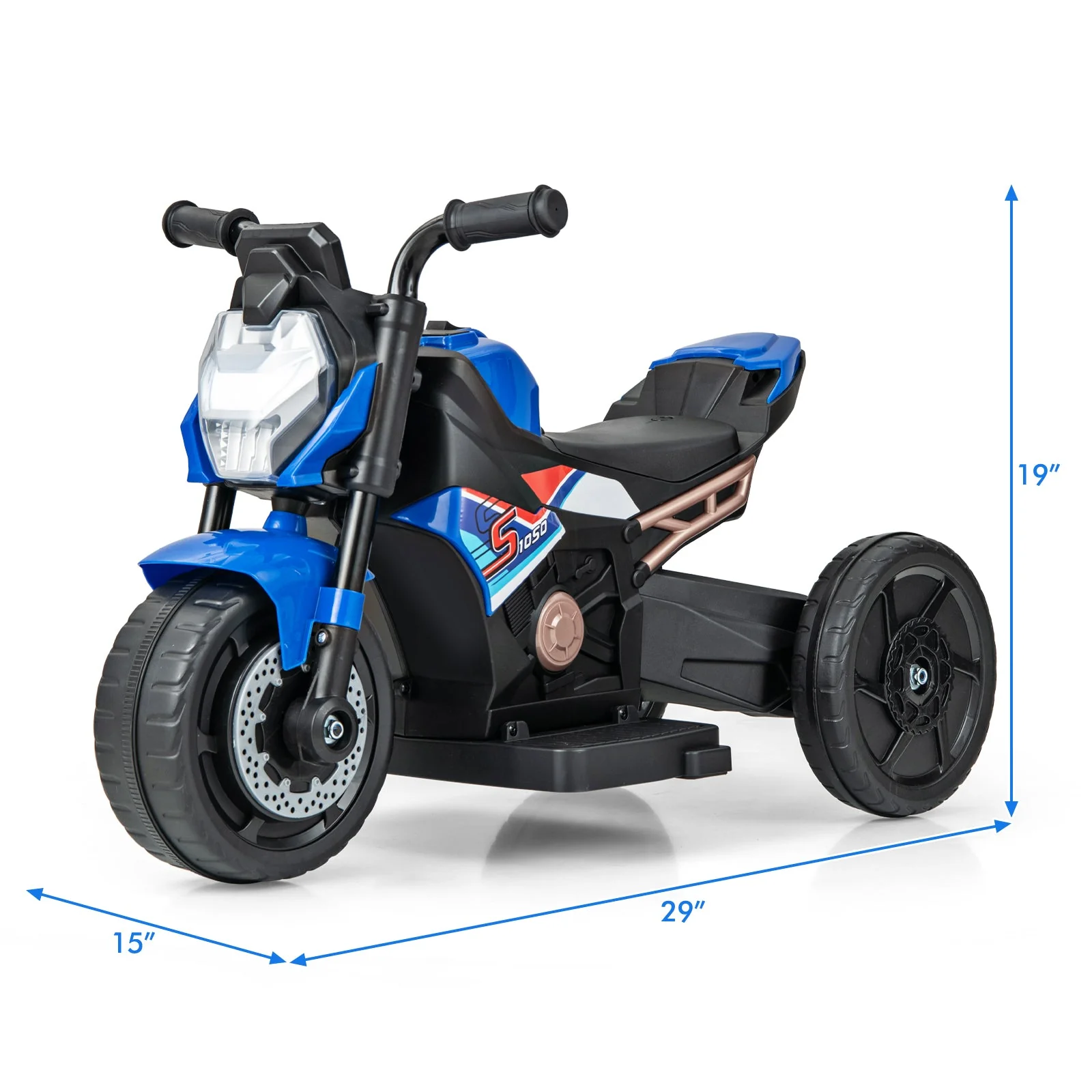 Kids Ride-on Motorcycle 6V Battery Powered Motorbike with Detachable Training Wheels-Blue - Image 4