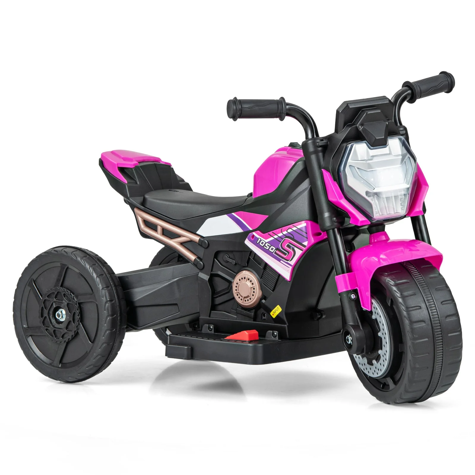 Kids Ride-on Motorcycle 6V Battery Powered Motorbike with Detachable Training Wheels-Pink - Image 3