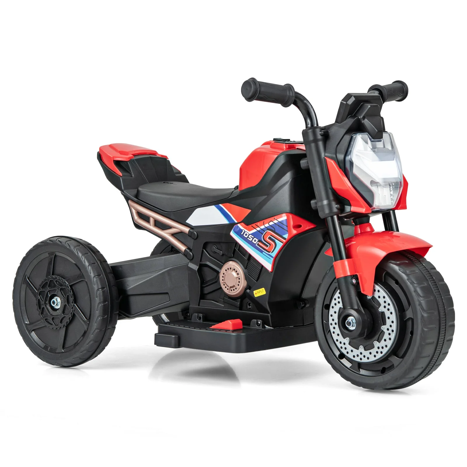 Kids Ride-on Motorcycle 6V Battery Powered Motorbike with Detachable Training Wheels-Red - Image 3