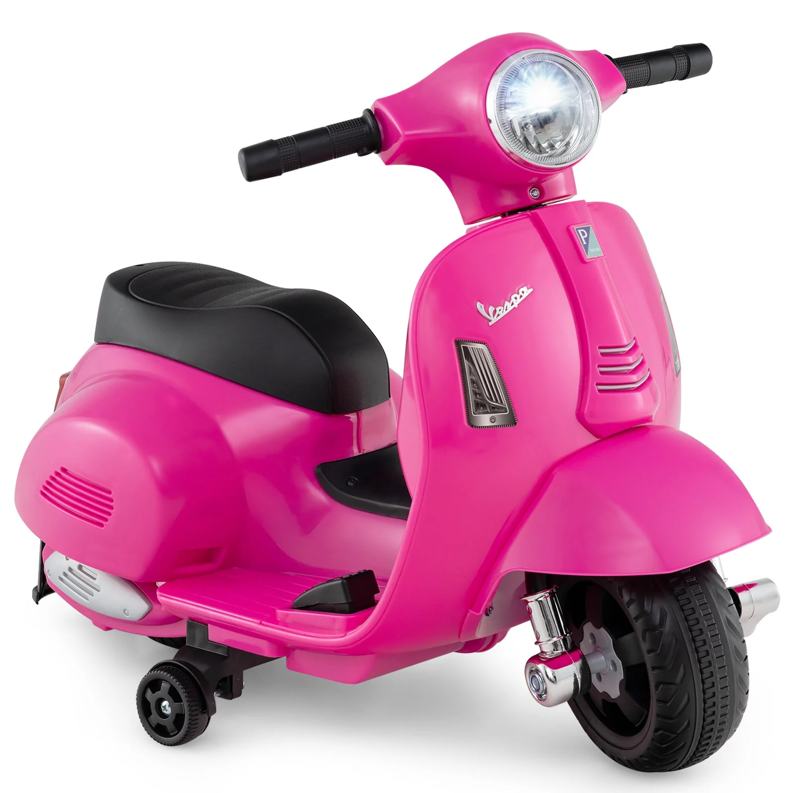 Kids Ride on Motorcycle Licensed Vespa with LED Headlight and Horn Sound-Pink - Image 3