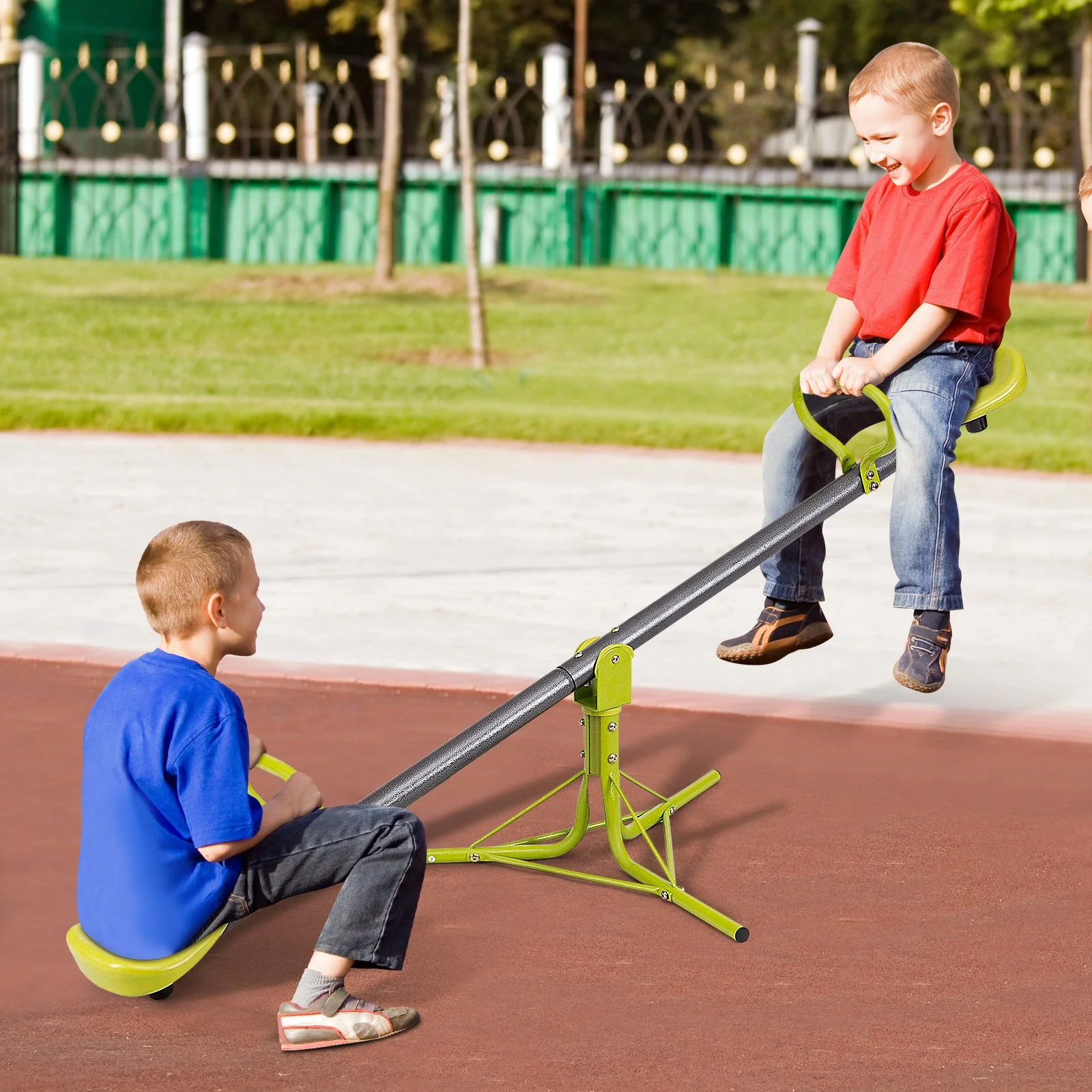 Kids Seesaw Swivel Children Teeter Totter Outdoor Play Set for 2 Children - Image 2