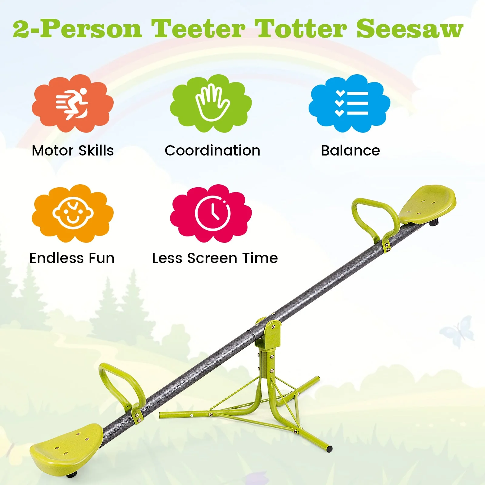 Kids Seesaw Swivel Children Teeter Totter Outdoor Play Set for 2 Children - Image 8