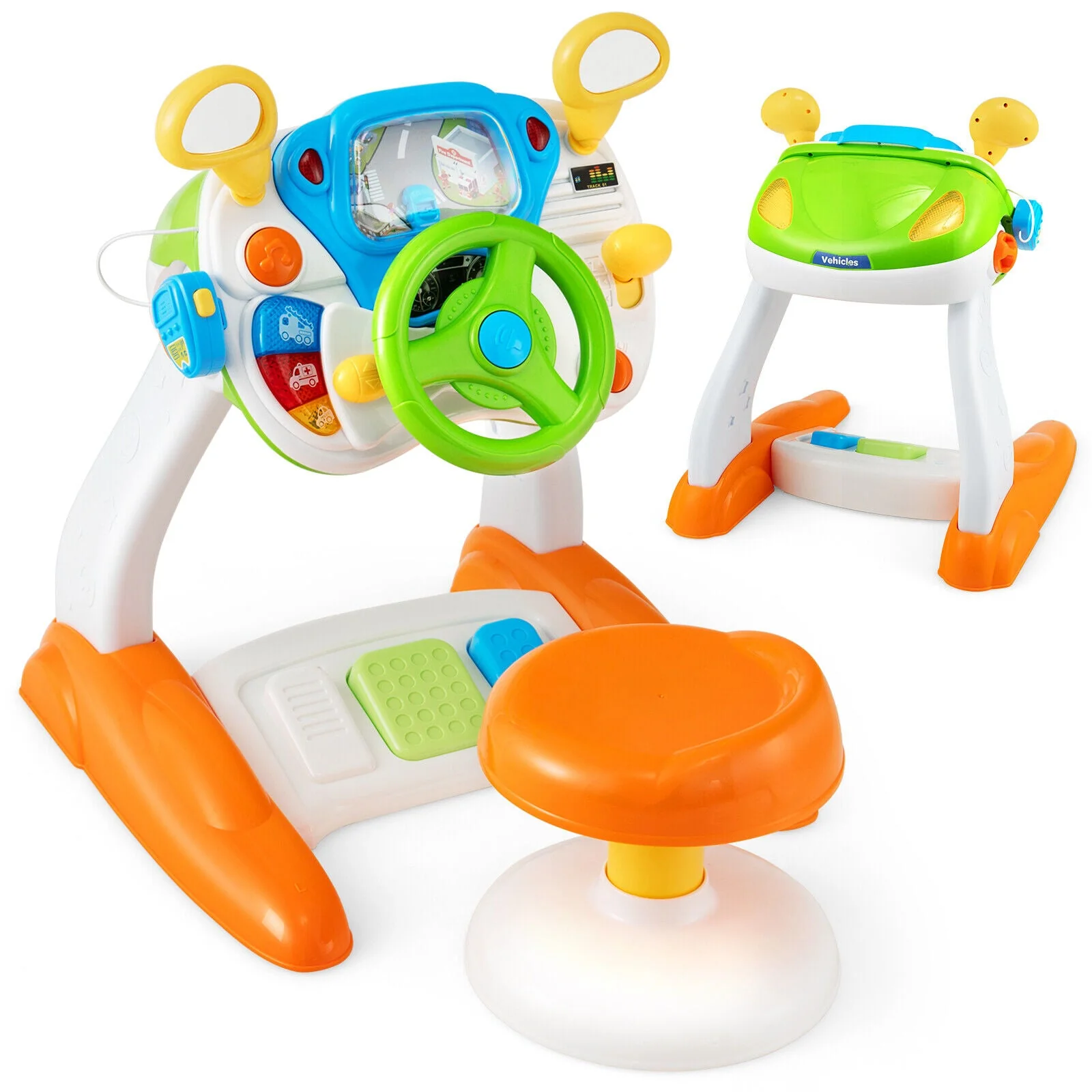 Kids Steering Wheel Pretend Play Toy Set with Lights and Sounds - Image 4