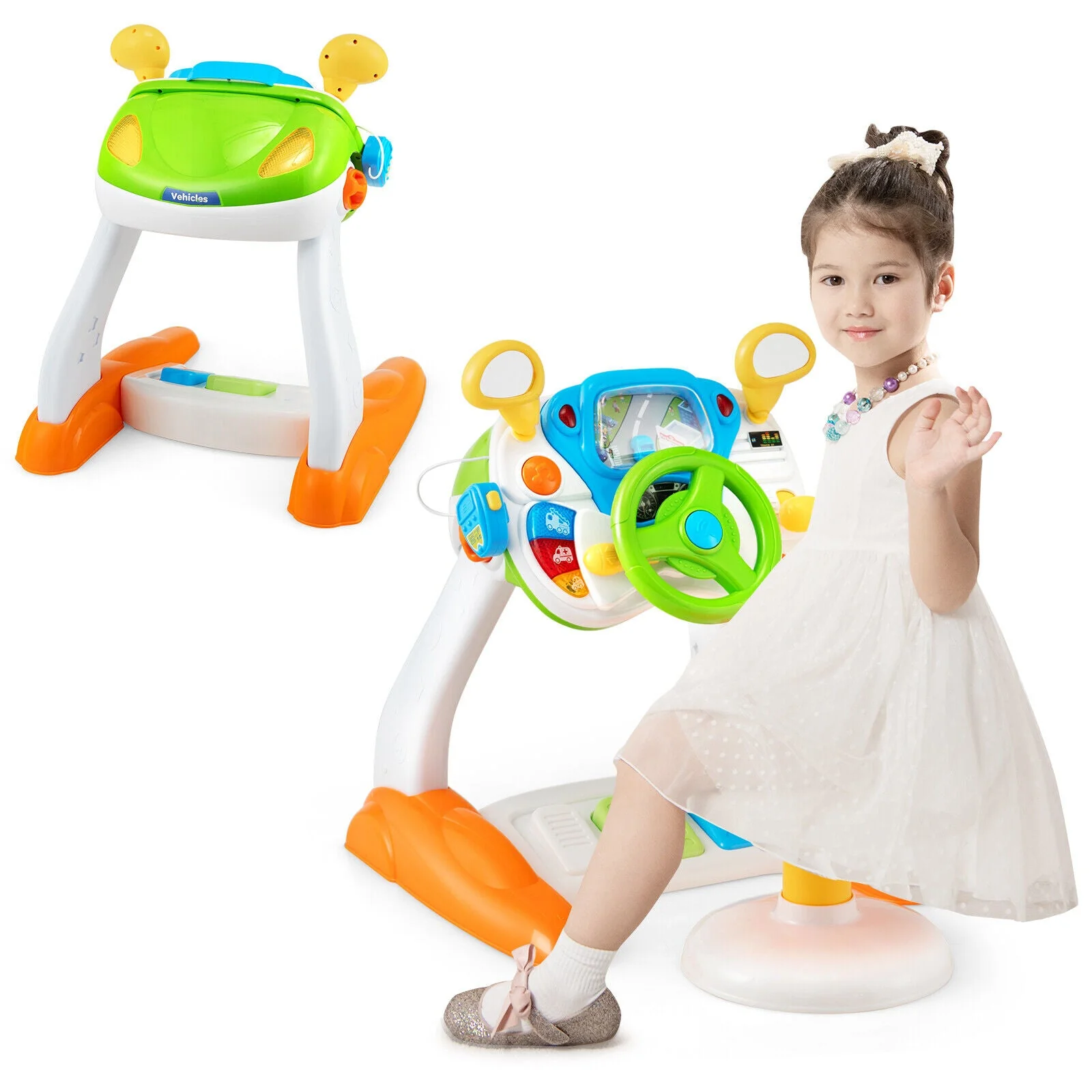 Kids Steering Wheel Pretend Play Toy Set with Lights and Sounds - Image 5