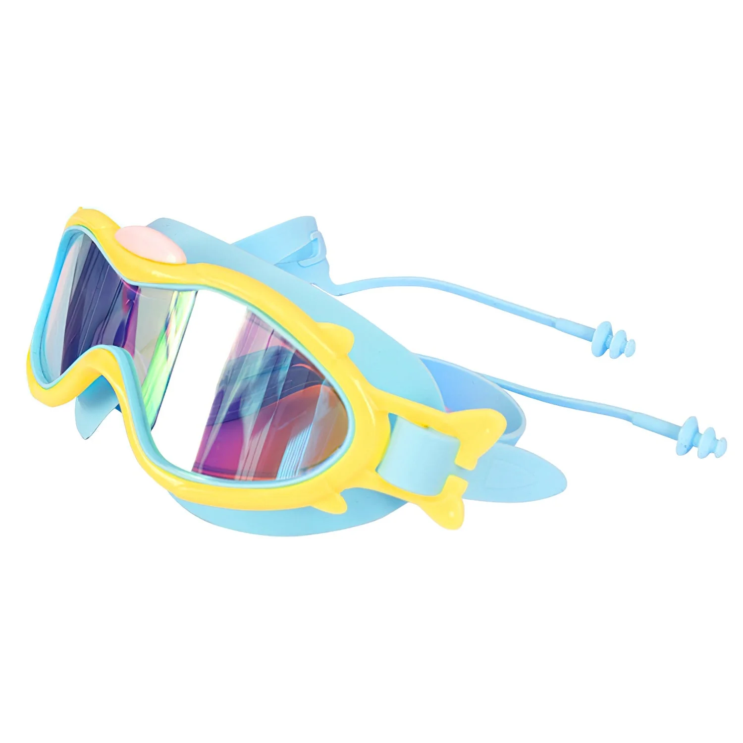 Kids Swim Goggles With Ear Plugs UV Protection Anti-Fog Leak Proof Wide View Pool Swimming Goggles For Youth Boys Girls Aged 3-16 Years Old Summer Bea - Image 2