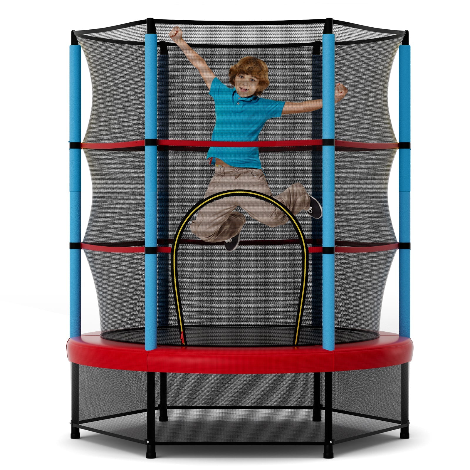 Kids Trampoline Recreational Bounce Jumper with Safety Enclosure Net-Navy - Image 4
