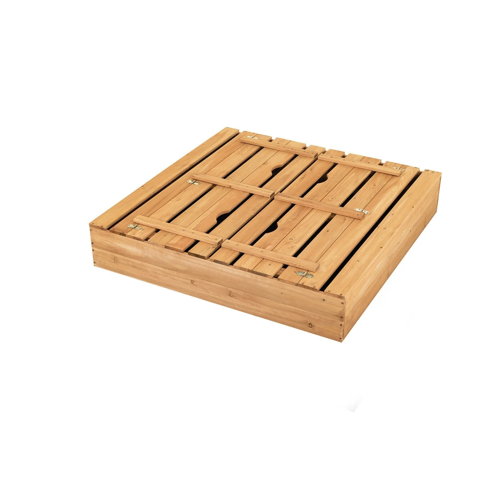 Kids Wooden Sandbox with 2 Foldable Bench Seats - Image 4