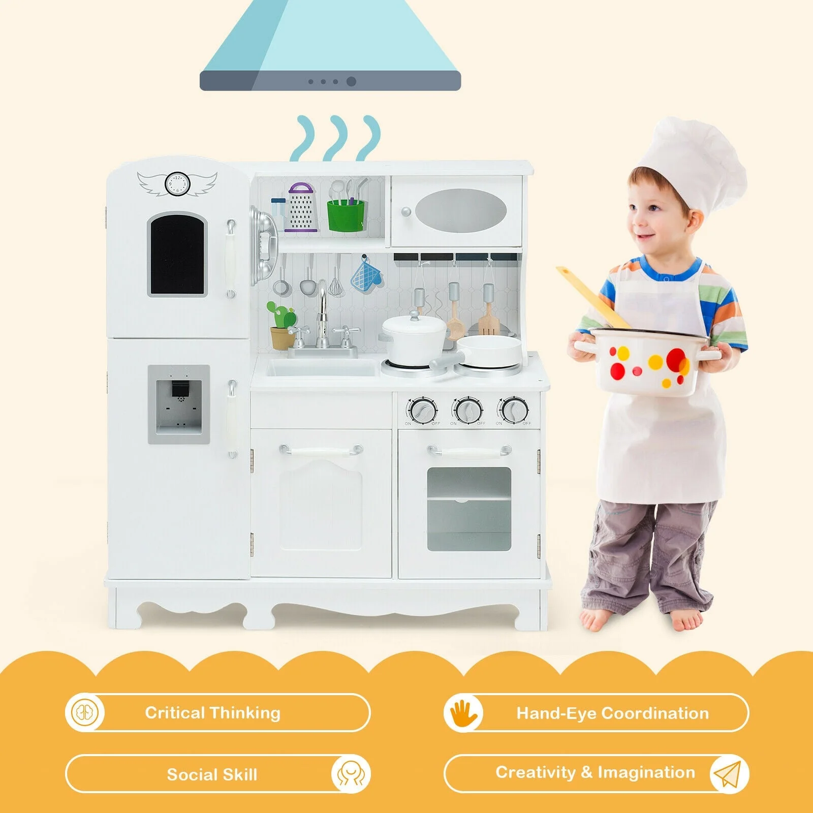 Kitchen Pretend Play Cookware Set Toys for Kids with Water Dispenser - Image 2