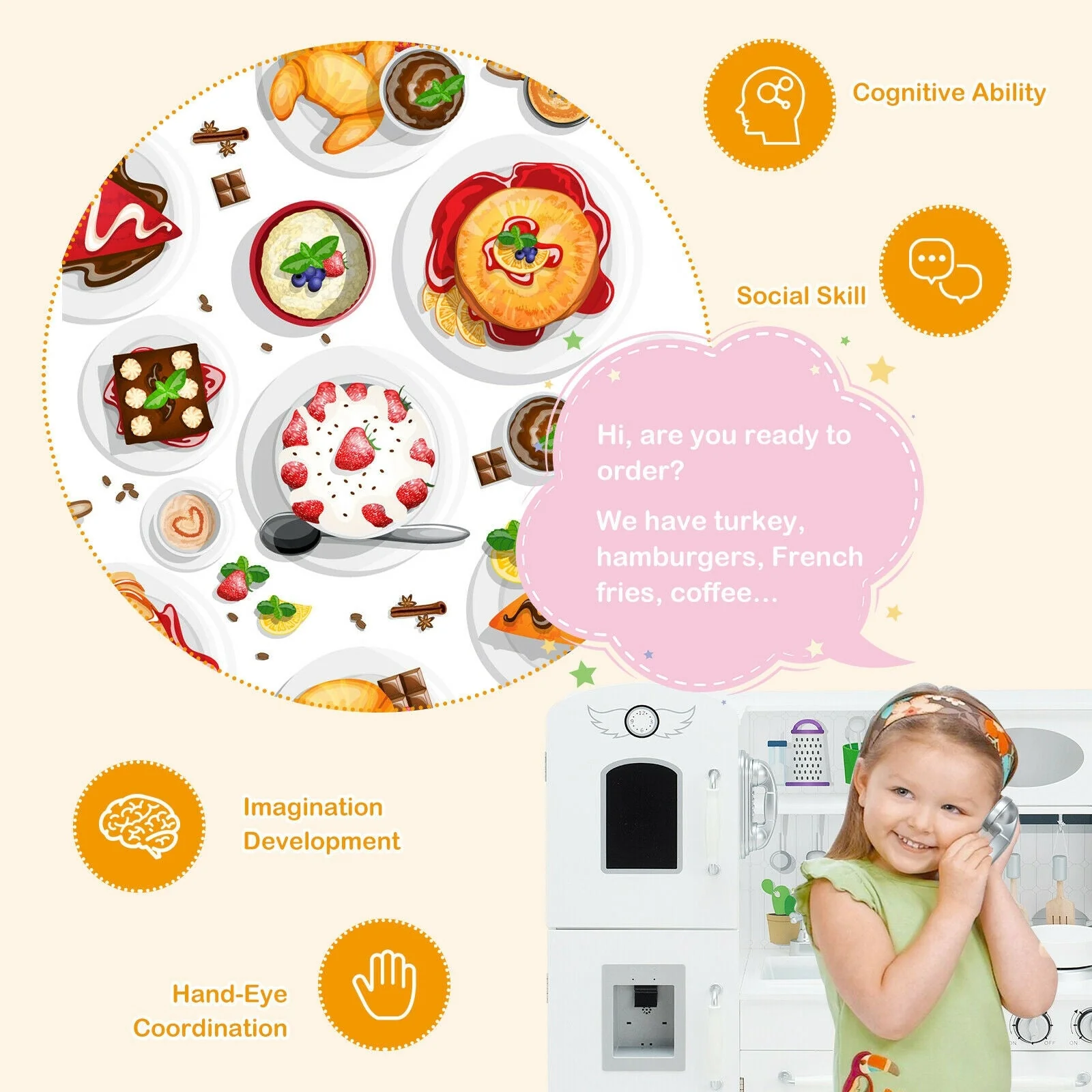 Kitchen Pretend Play Cookware Set Toys for Kids with Water Dispenser - Image 8
