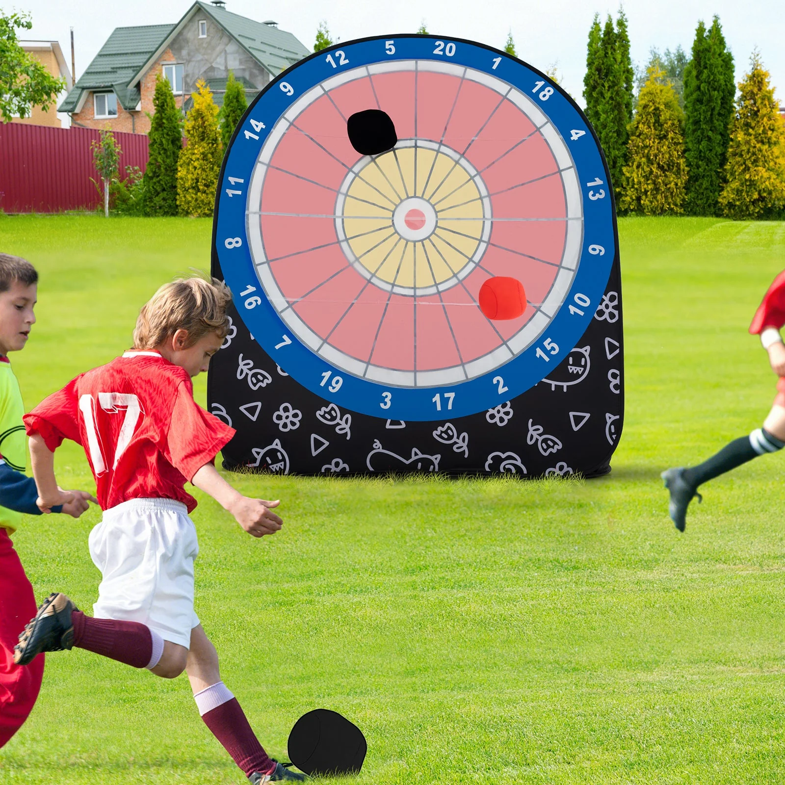 Large Dart Board for Kids with 4 Kick Balls-Black - Image 2