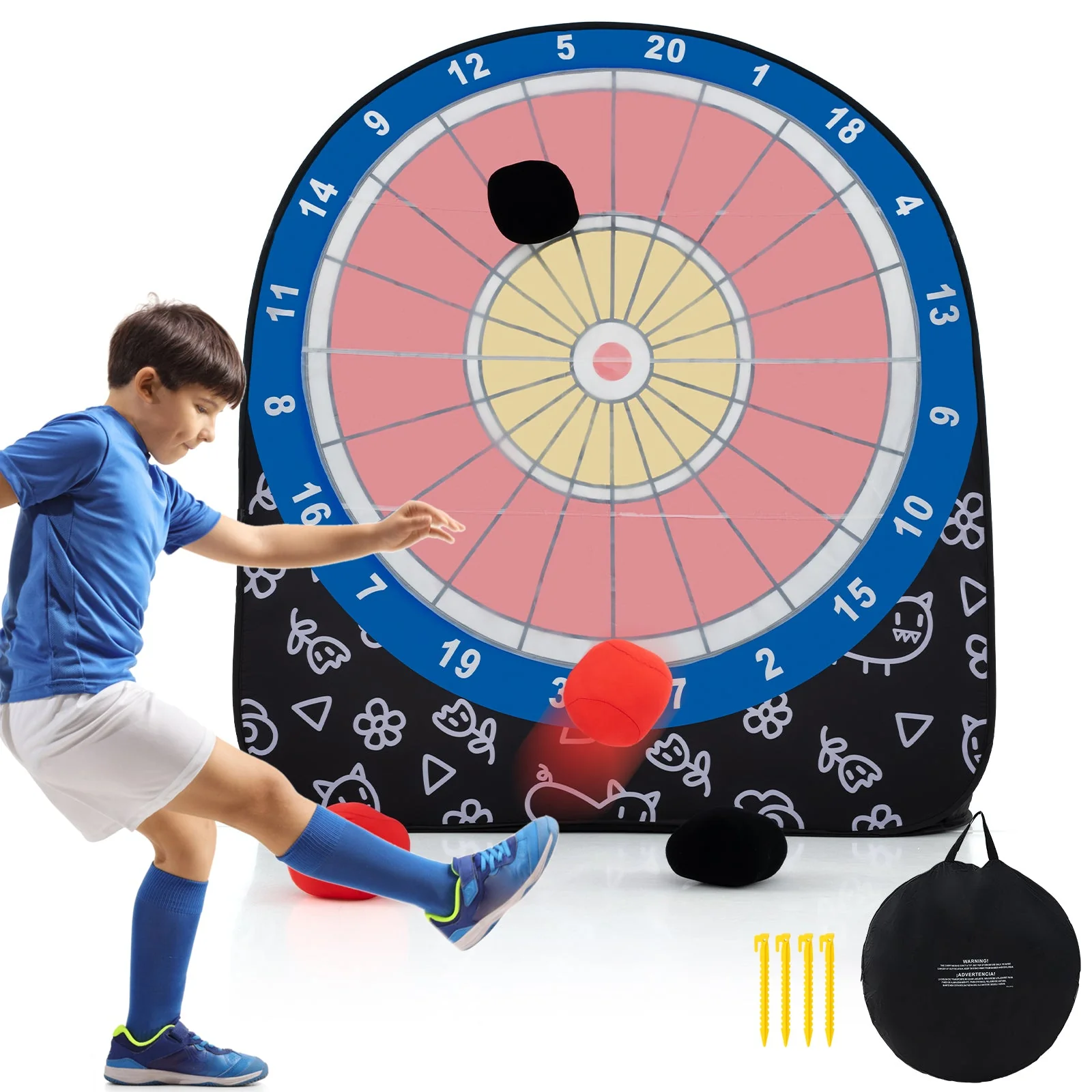 Large Dart Board for Kids with 4 Kick Balls-Black - Image 3