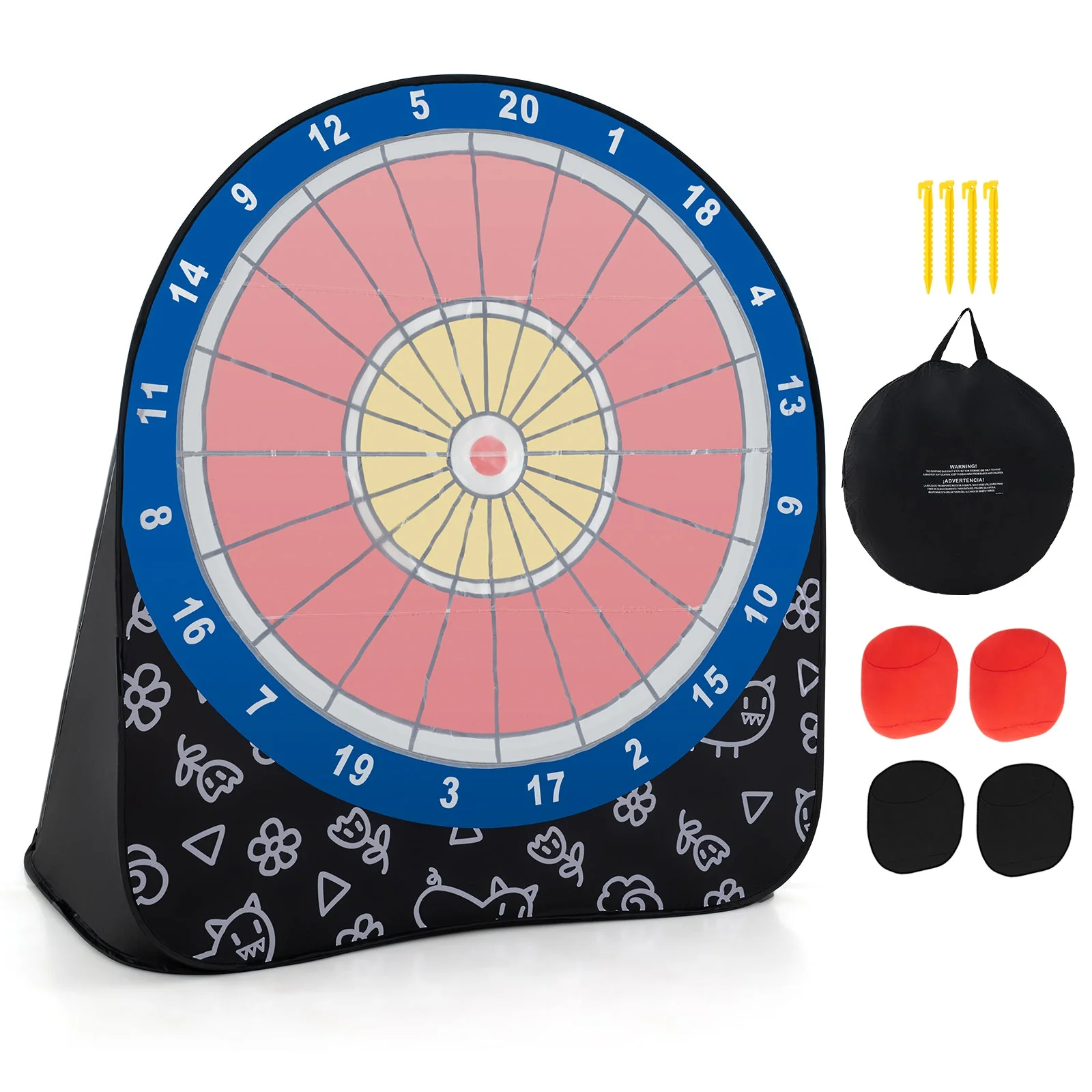 Large Dart Board for Kids with 4 Kick Balls-Black - Image 4