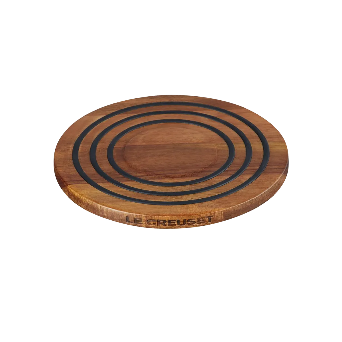 Le Creuset Magnetic Wooden Trivet Acacia Wood with Black Silicone Rings - Image 3