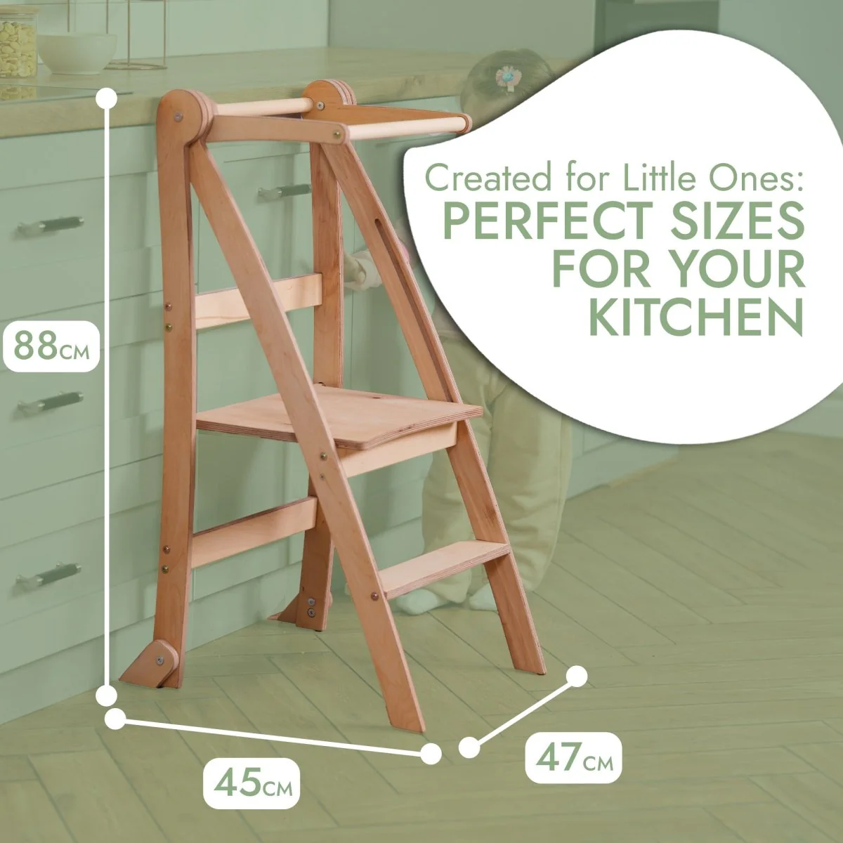 Learning Tower: Foldable Step Stool for Toddlers - Beige - Image 2