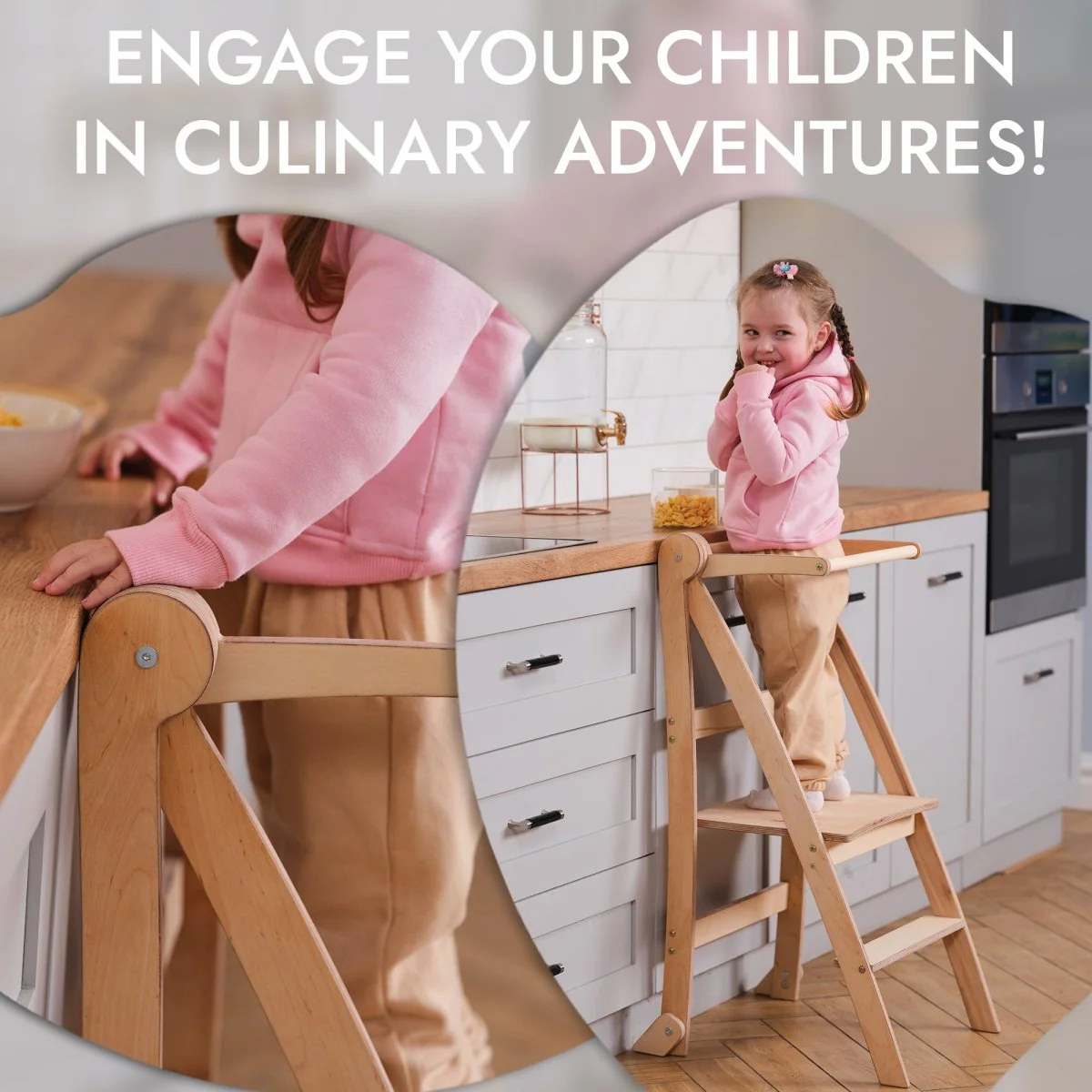 Learning Tower: Foldable Step Stool for Toddlers - Beige - Image 4