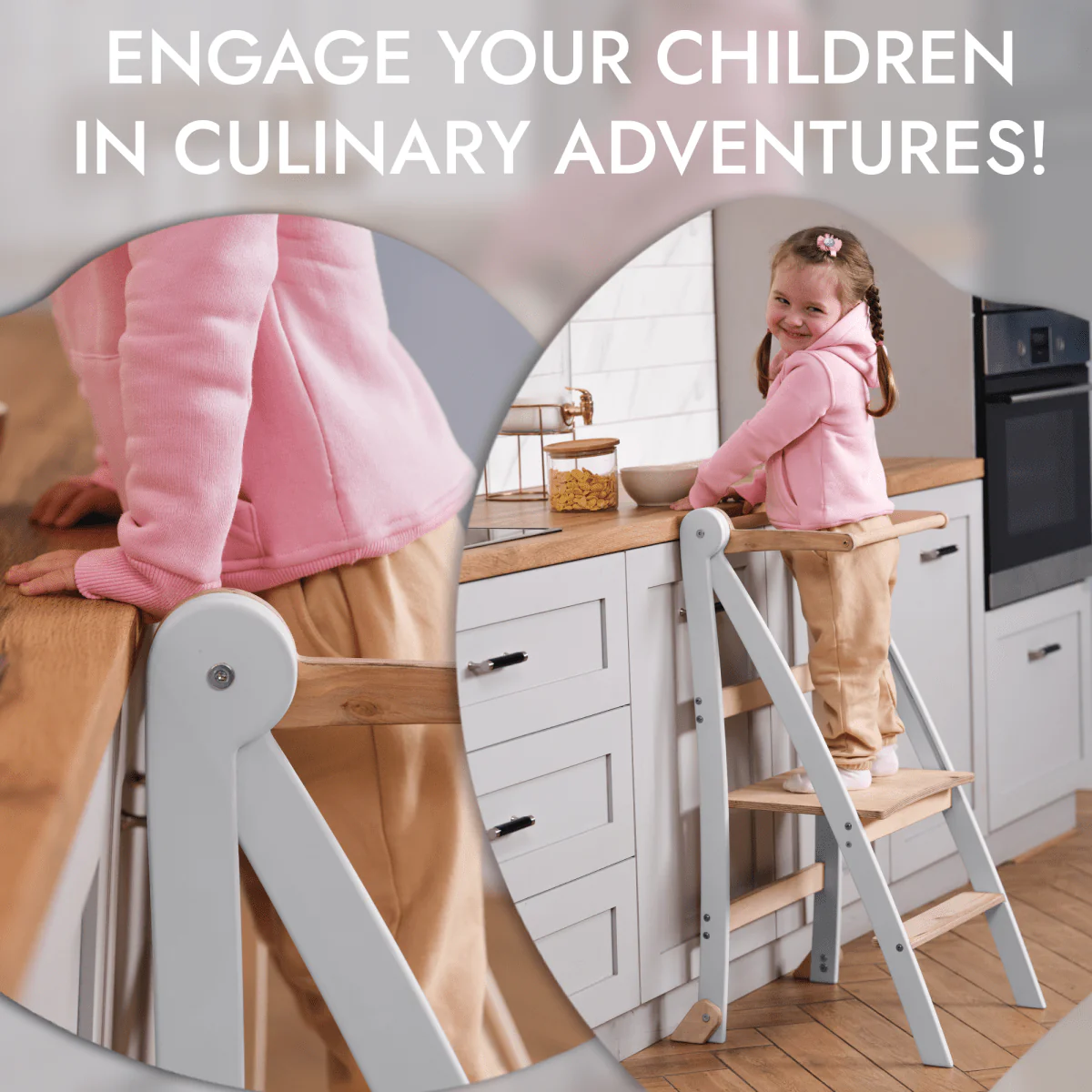 Learning Tower: Foldable Step Stool for Toddlers - Gray - Image 2