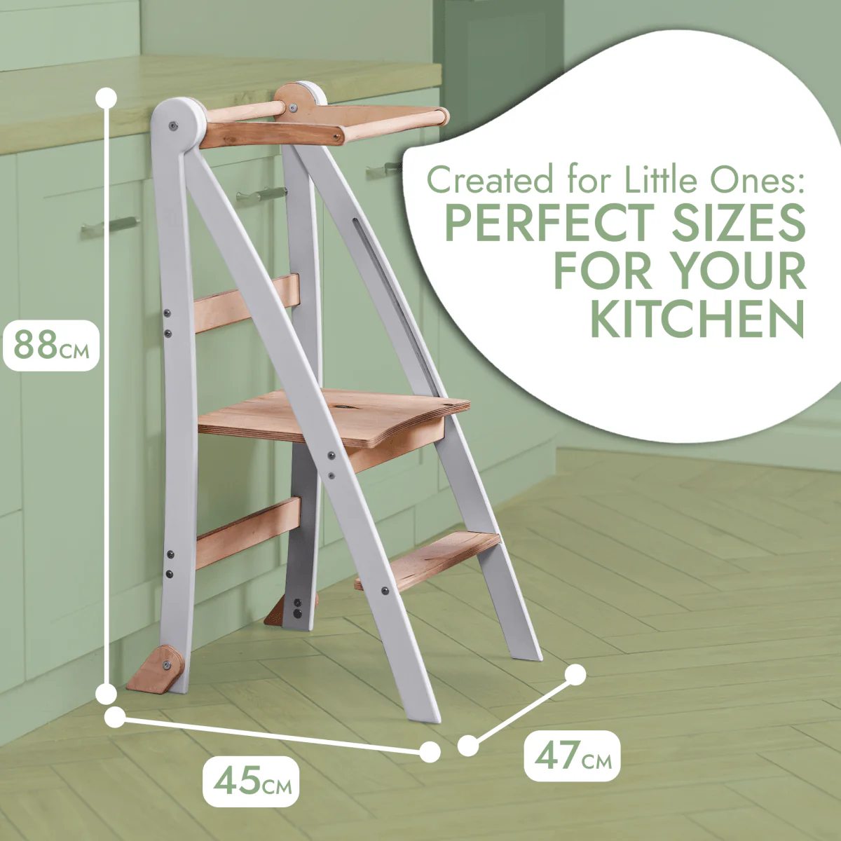 Learning Tower: Foldable Step Stool for Toddlers - Gray - Image 3
