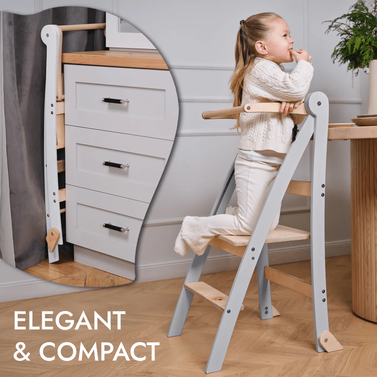 Learning Tower: Foldable Step Stool for Toddlers - Gray - Image 4