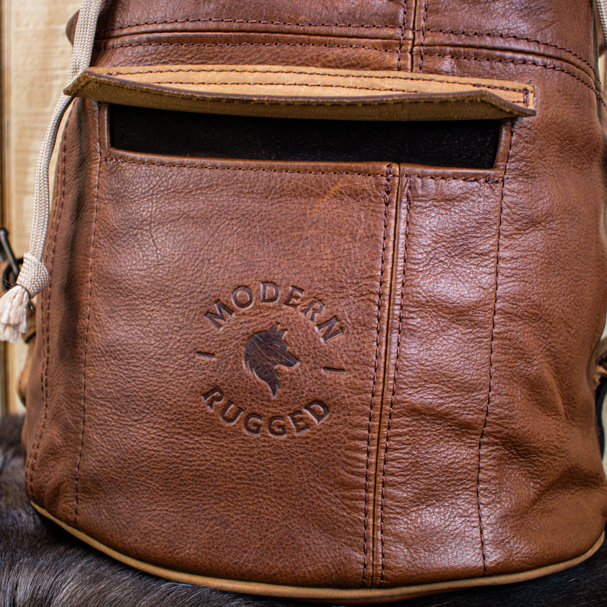 Leather Bucket Bag - Brown - Image 4