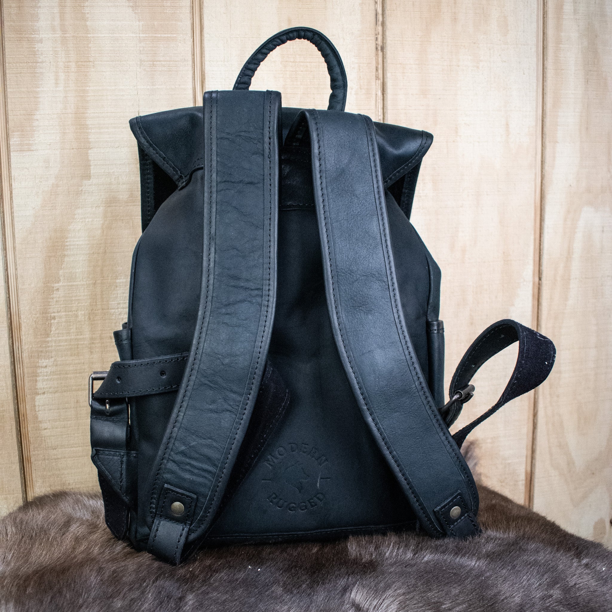 Leather Hide Backpack - Black - Image 3