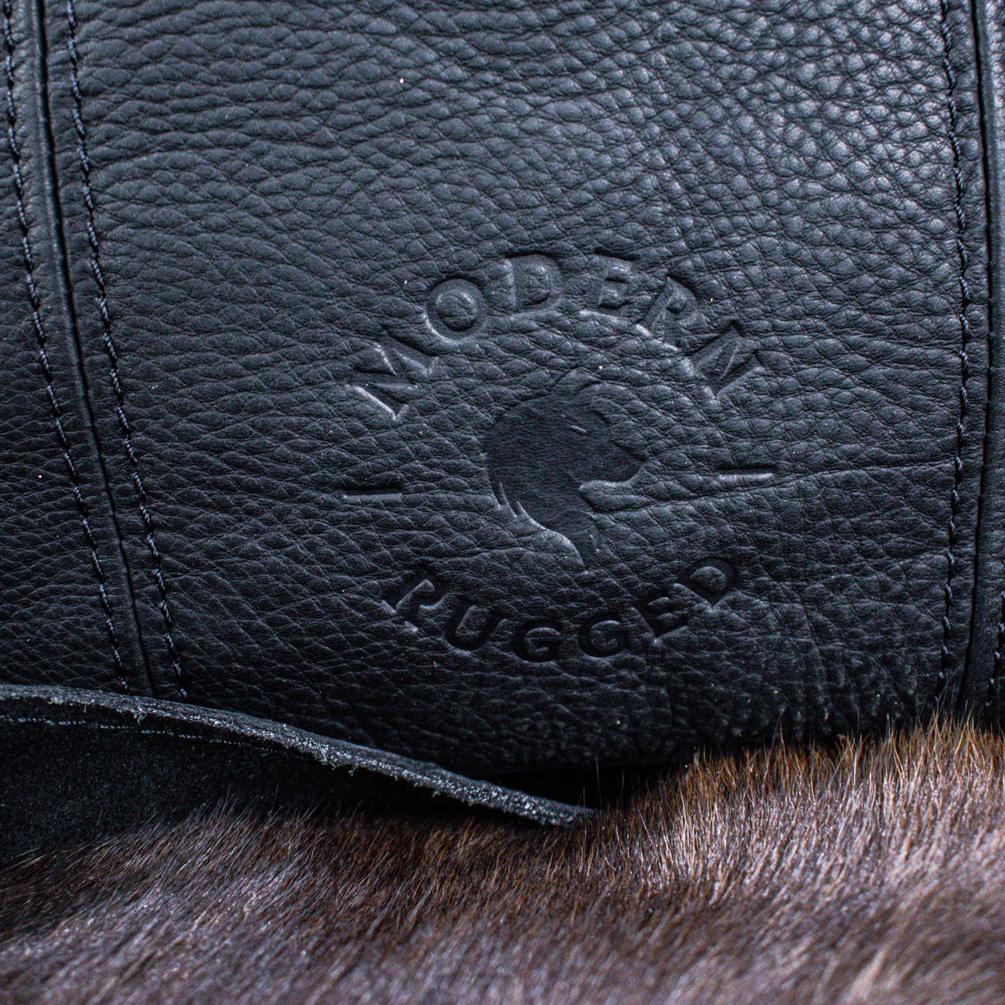 Leather Hide Laptop Bag - Black (Buckles) - Image 3