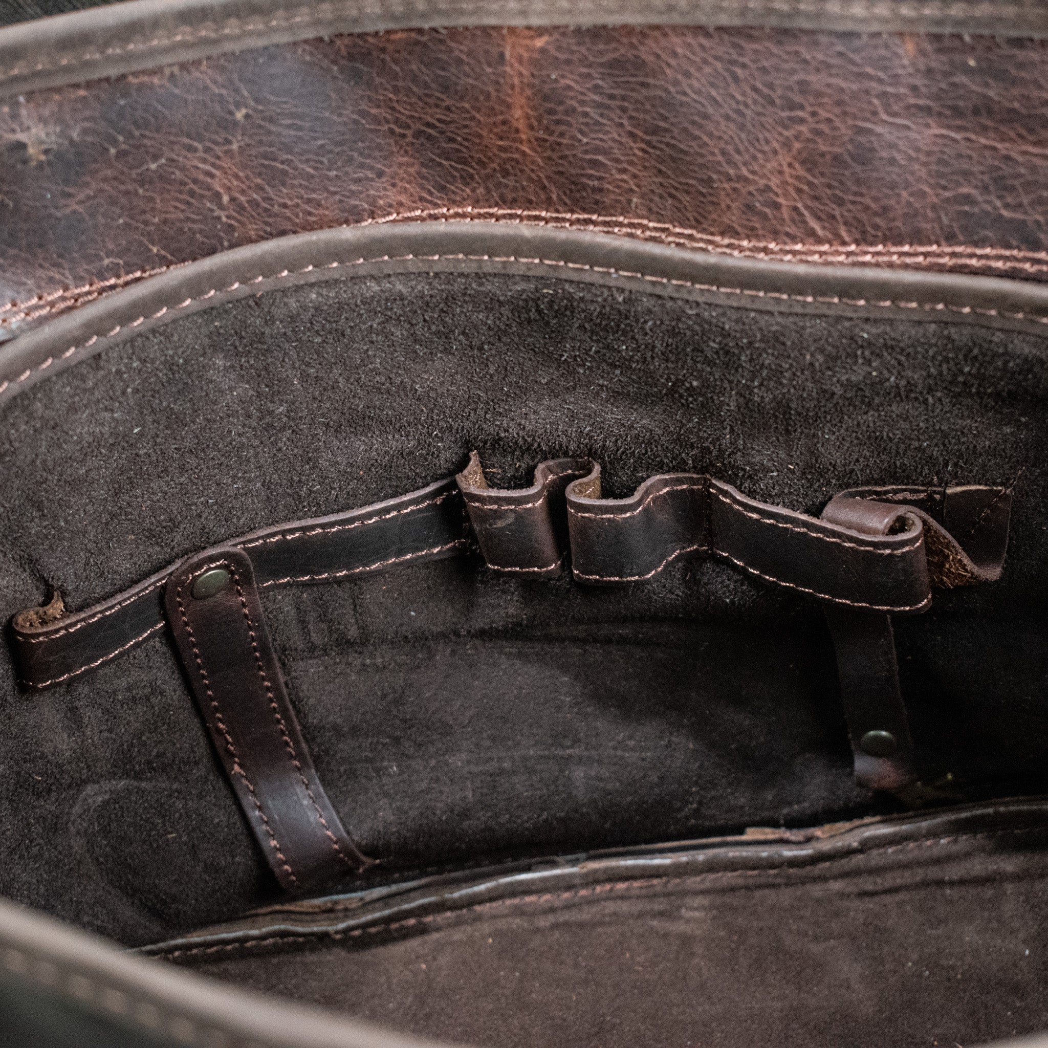 Leather Hide Laptop Bag - Rustic Mahogany and Brown (Clasps) - Image 4