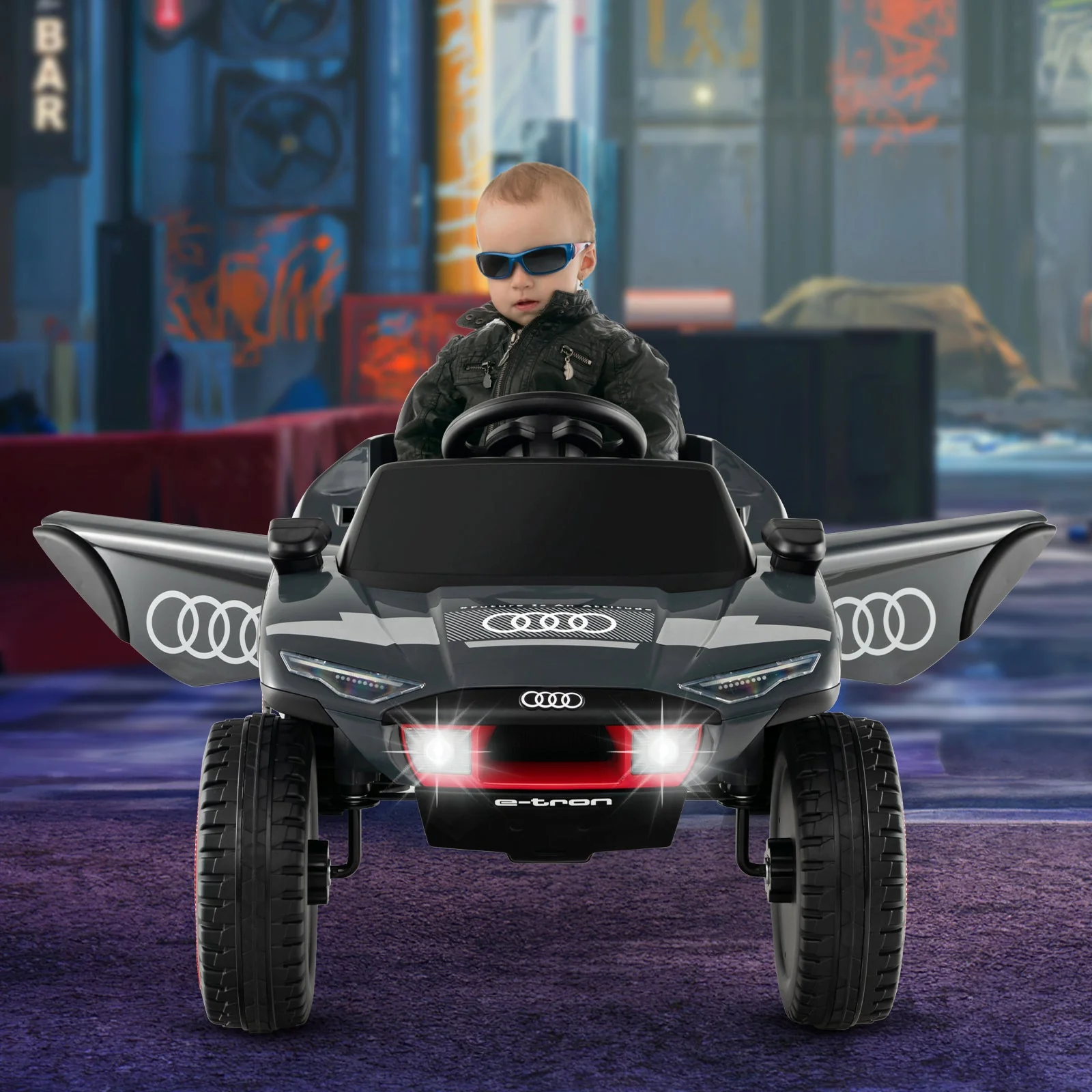 Licensed Audi Kids Ride On E-tron Racing Car-Gray - Image 2