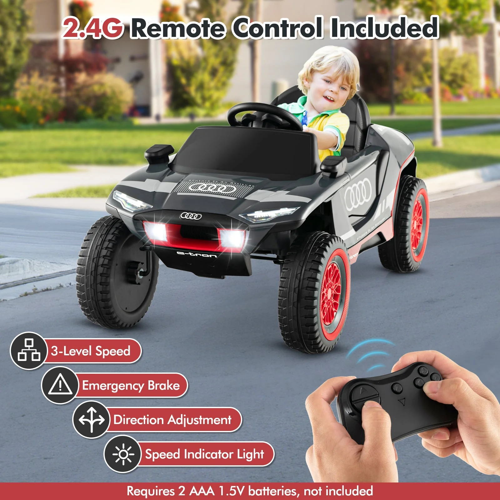 Licensed Audi Kids Ride On E-tron Racing Car-Gray - Image 8