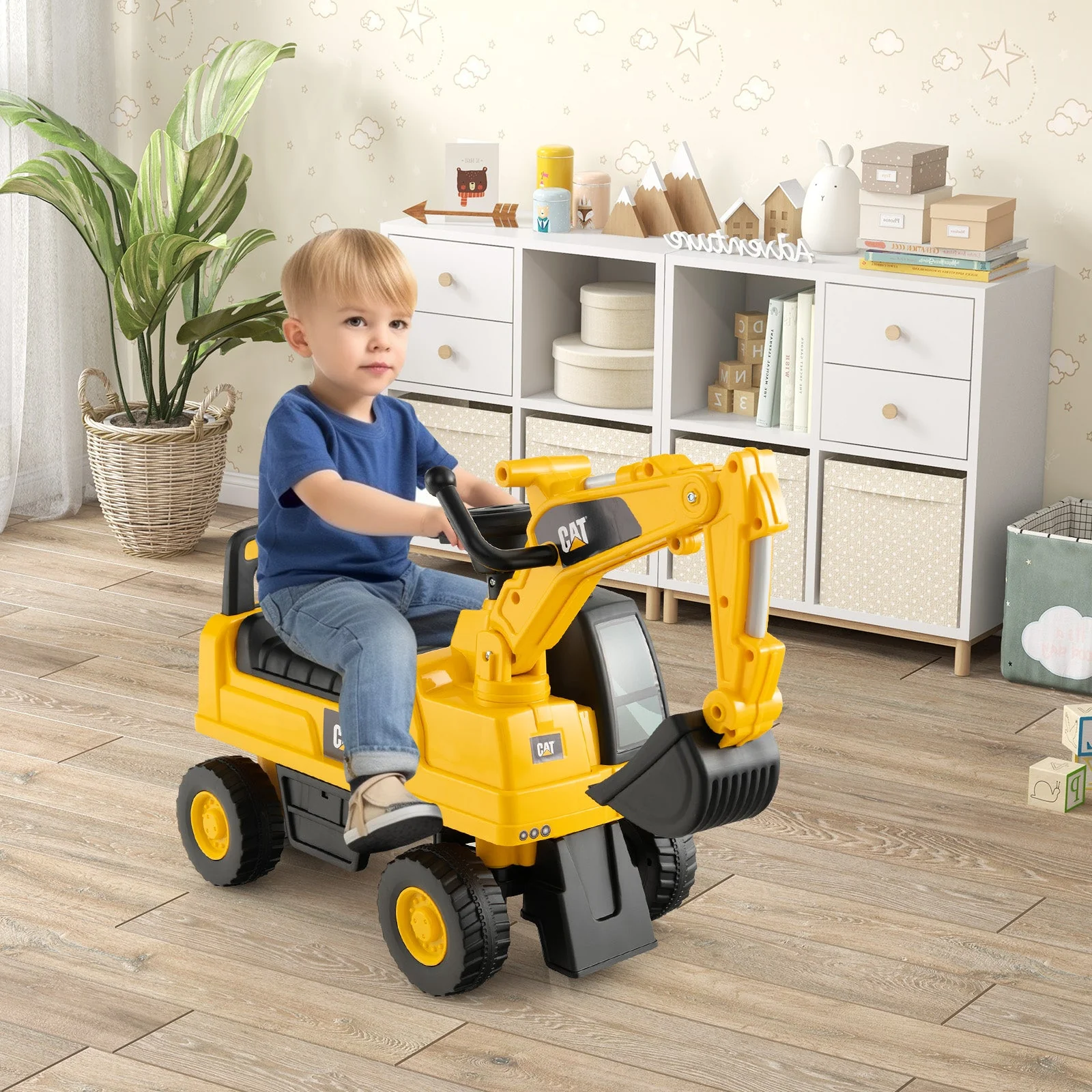 Licensed Caterpillar Kids Ride-On Digger-Yellow - Image 2