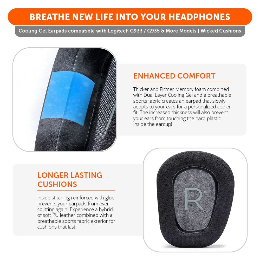 Logitech G933 / G935 & More Earpads - WC FreeZe Cooling Gel - Image 3