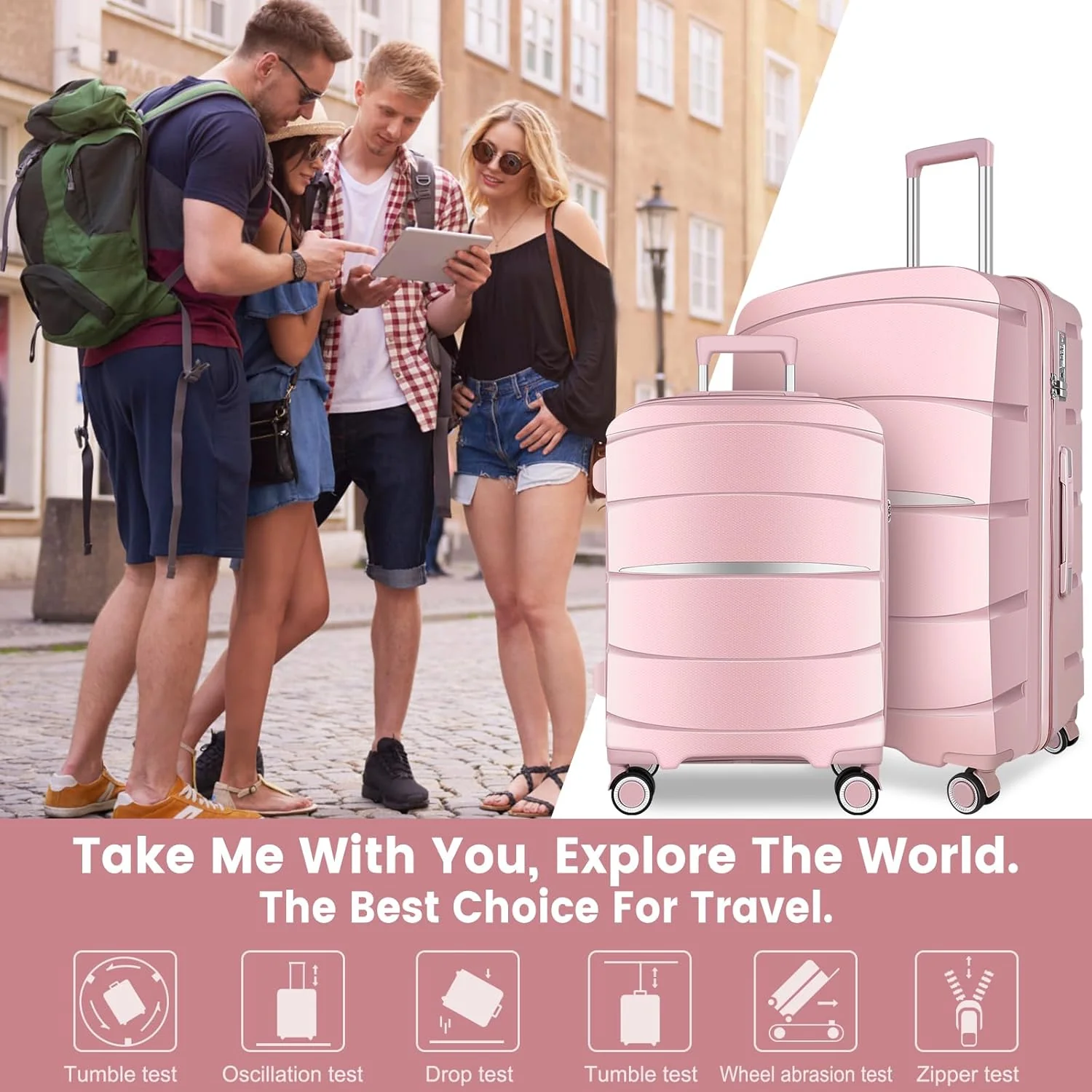 Luggage Sets with Spinner Wheels (20/24/28 Inch), PP+ABS Suitcase Sets - Image 3