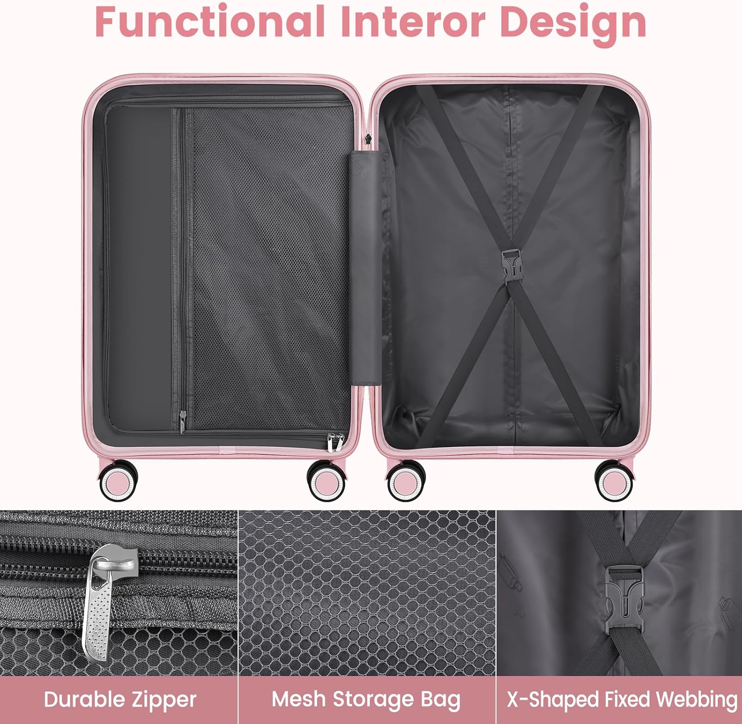 Luggage Sets with Spinner Wheels (20/24/28 Inch), PP+ABS Suitcase Sets - Image 6