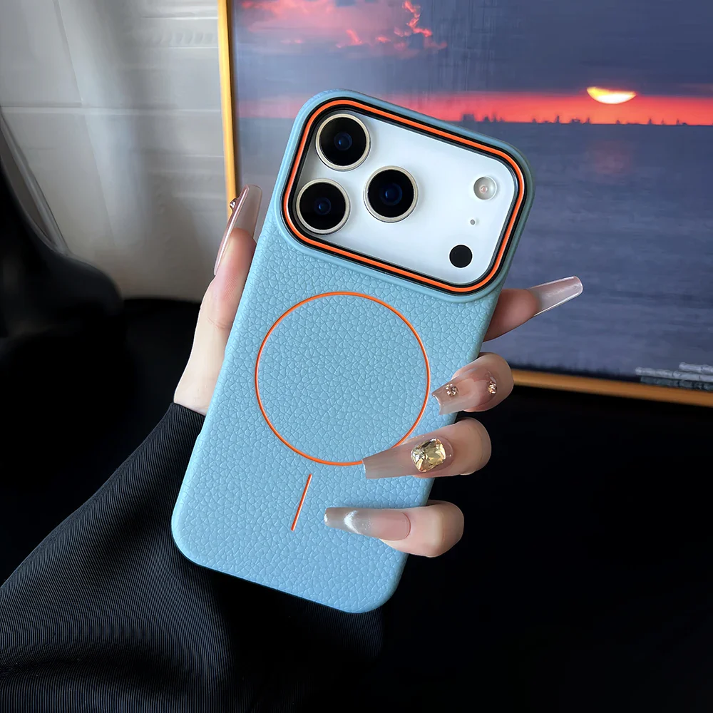 Luxury Leather Texture Magnetic Case For iPhone 17 Air 16 15 14 Plus 13 12 11 Pro Max For Magsafe Shockproof Soft TPU Cover - Image 15