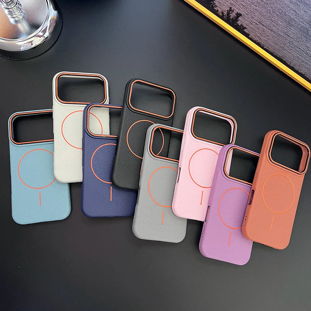 Luxury Leather Texture Magnetic Case For iPhone 17 Air 16 15 14 Plus 13 12 11 Pro Max For Magsafe Shockproof Soft TPU Cover - Image 3