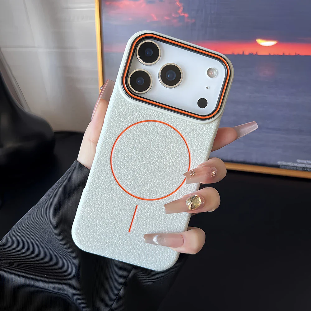 Luxury Leather Texture Magnetic Case For iPhone 17 Air 16 15 14 Plus 13 12 11 Pro Max For Magsafe Shockproof Soft TPU Cover - Image 5