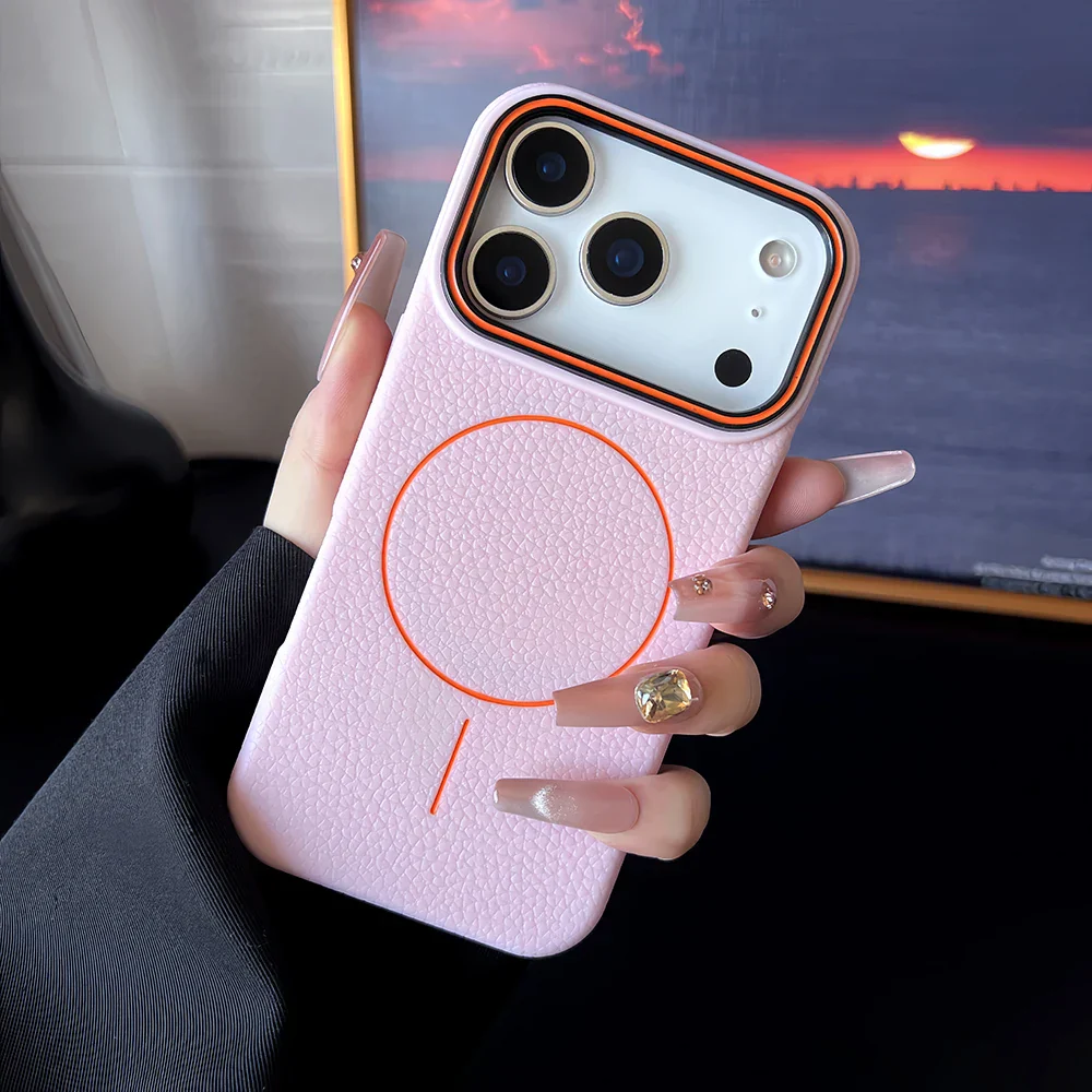 Luxury Leather Texture Magnetic Case For iPhone 17 Air 16 15 14 Plus 13 12 11 Pro Max For Magsafe Shockproof Soft TPU Cover - Image 6