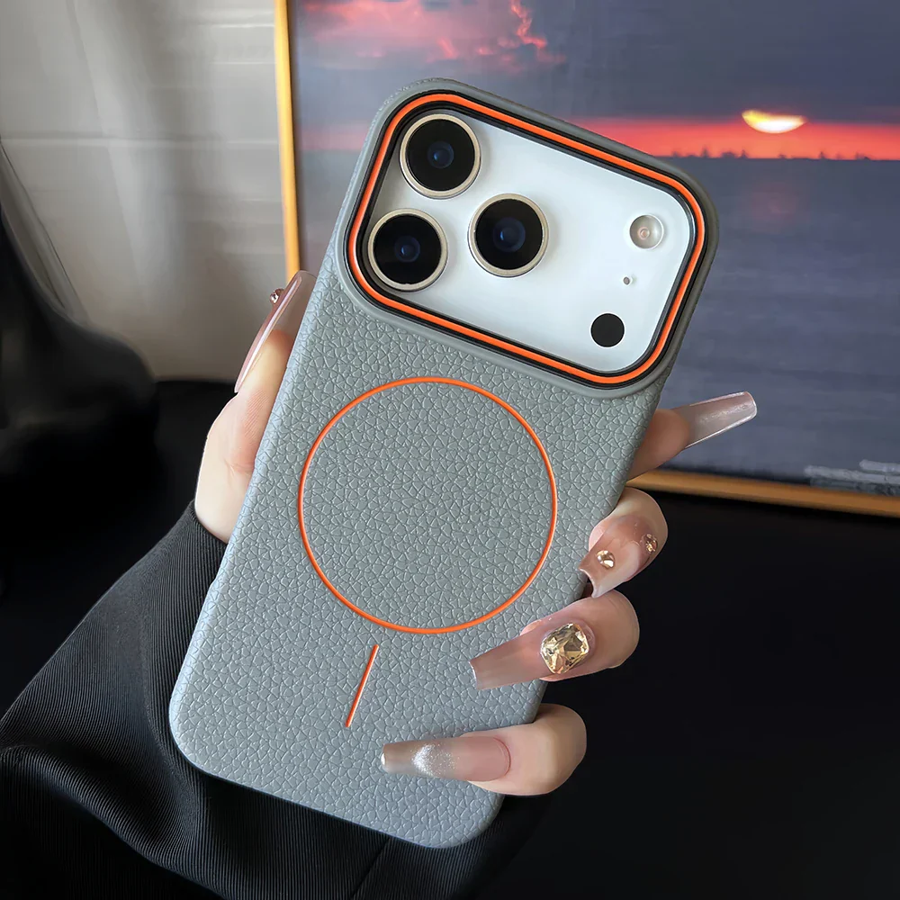Luxury Leather Texture Magnetic Case For iPhone 17 Air 16 15 14 Plus 13 12 11 Pro Max For Magsafe Shockproof Soft TPU Cover - Image 7