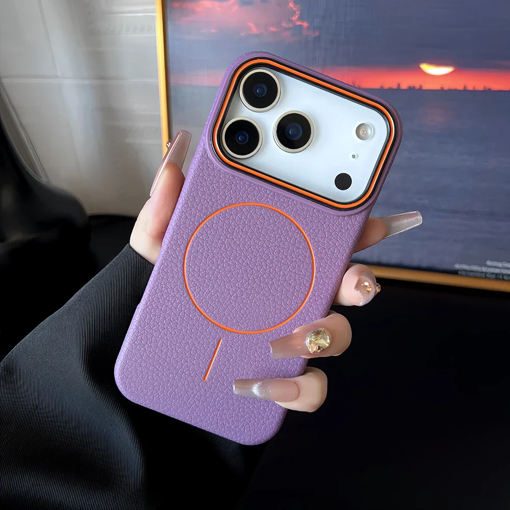 Luxury Leather Texture Magnetic Case For iPhone 17 Air 16 15 14 Plus 13 12 11 Pro Max For Magsafe Shockproof Soft TPU Cover - Image 8