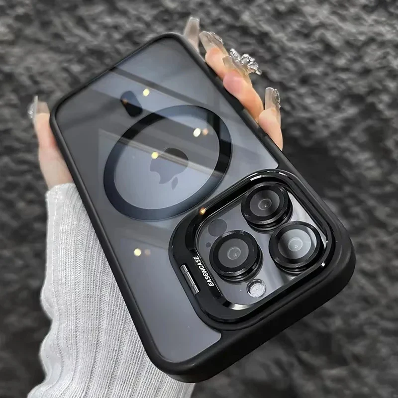 Luxury Magnetic Shockproof Phone Case For iPhone 16 17 15 14 13 12 11 Pro Max Funda For Magsafe Stand Glass Lens Protector Cover - Image 18
