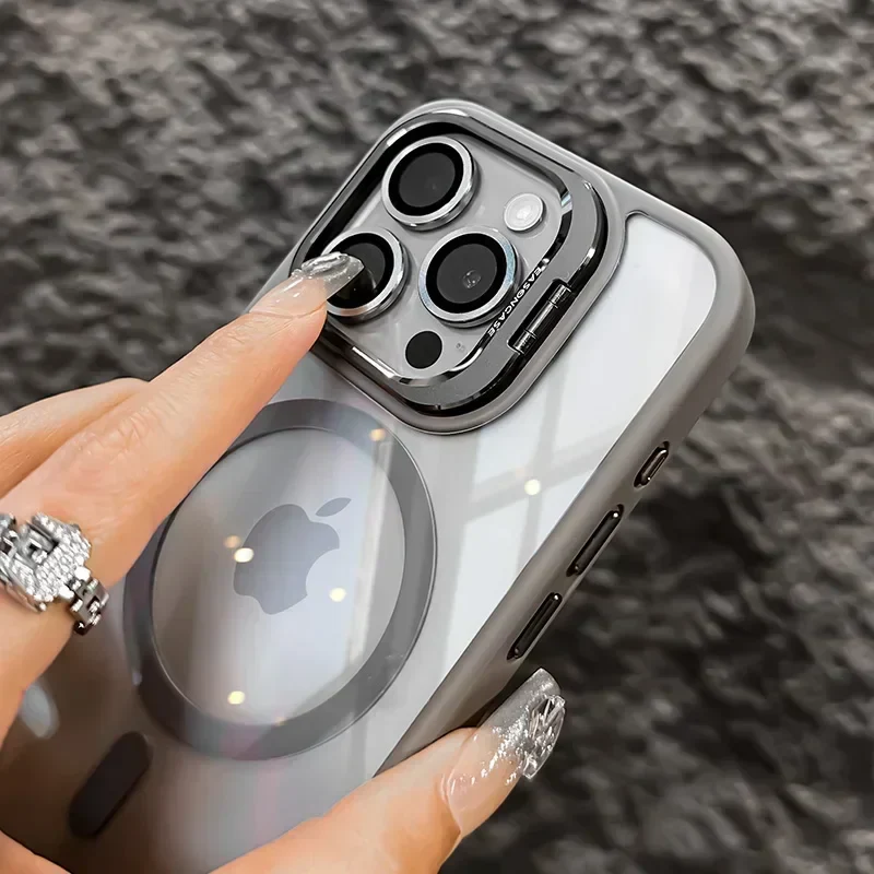 Luxury Magnetic Shockproof Phone Case For iPhone 16 17 15 14 13 12 11 Pro Max Funda For Magsafe Stand Glass Lens Protector Cover - Image 2