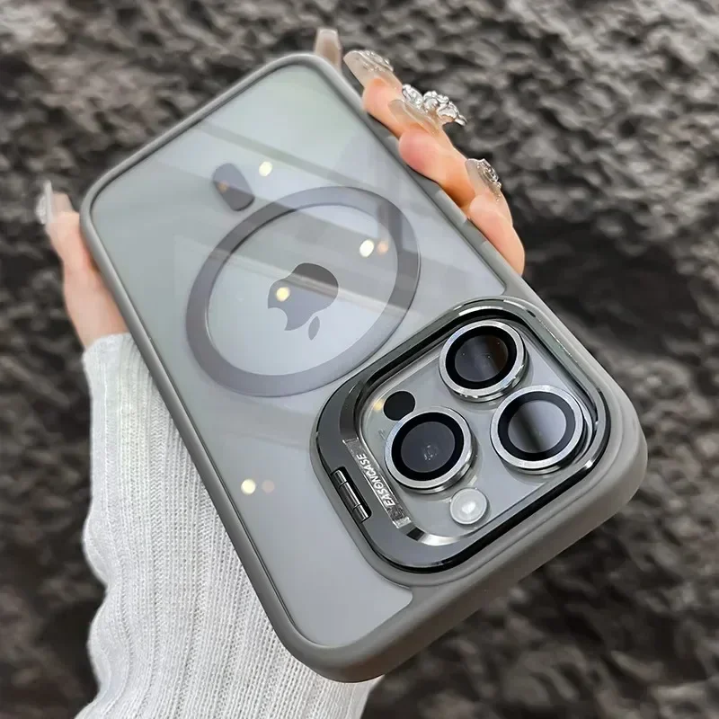 Luxury Magnetic Shockproof Phone Case For iPhone 16 17 15 14 13 12 11 Pro Max Funda For Magsafe Stand Glass Lens Protector Cover - Image 9