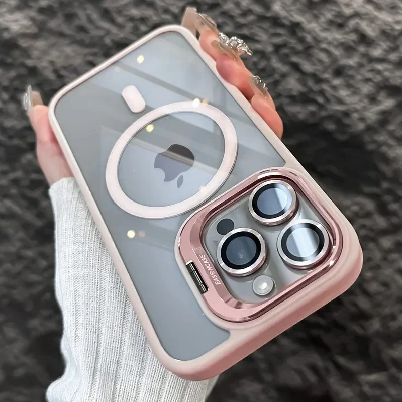 Luxury Magnetic Shockproof Phone Case For iPhone 16 17 15 14 13 12 11 Pro Max Funda For Magsafe Stand Glass Lens Protector Cover - Image 11