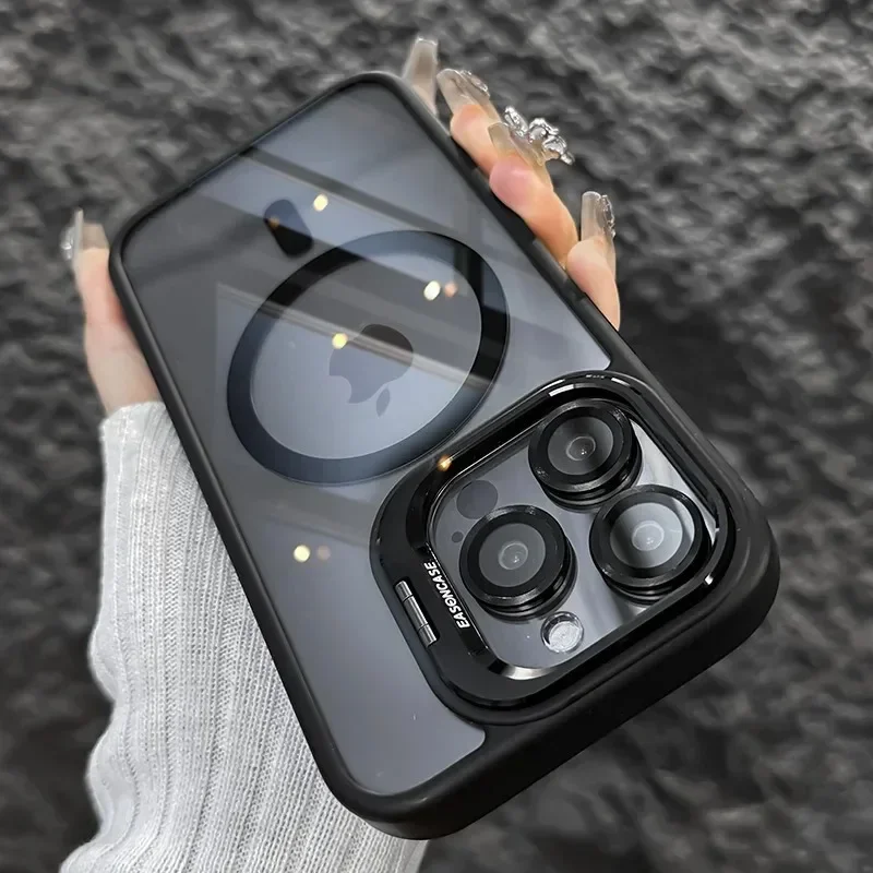Luxury Magnetic Shockproof Phone Case For iPhone 16 17 15 14 13 12 11 Pro Max Funda For Magsafe Stand Glass Lens Protector Cover - Image 16