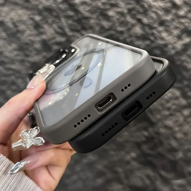 Luxury Magnetic Shockproof Phone Case For iPhone 16 17 15 14 13 12 11 Pro Max Funda For Magsafe Stand Glass Lens Protector Cover - Image 4