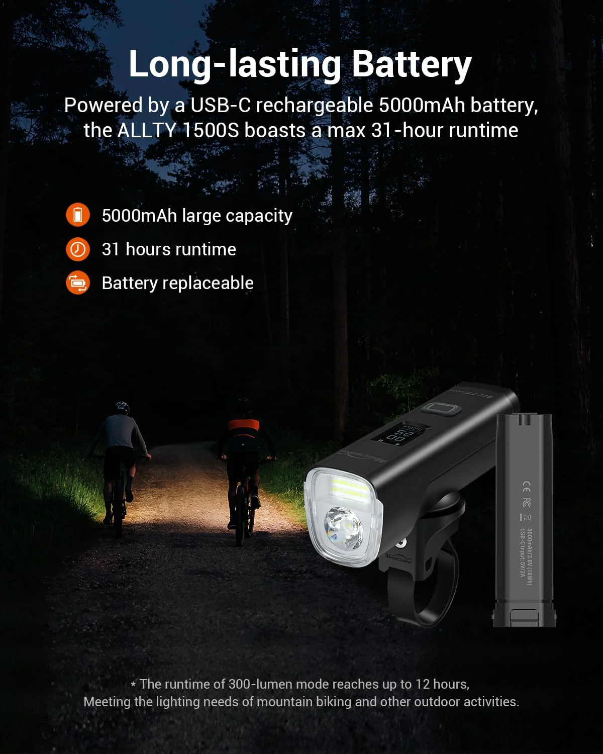 Magicshine ALLTY 1500S Bike Lights for Night Riding, Battery Replaceable | USB-C Rechargeable | Wireless &APP Control Compatible with Garmin/GoPro Mount for Road, MTB, Commuter Rider - Image 8