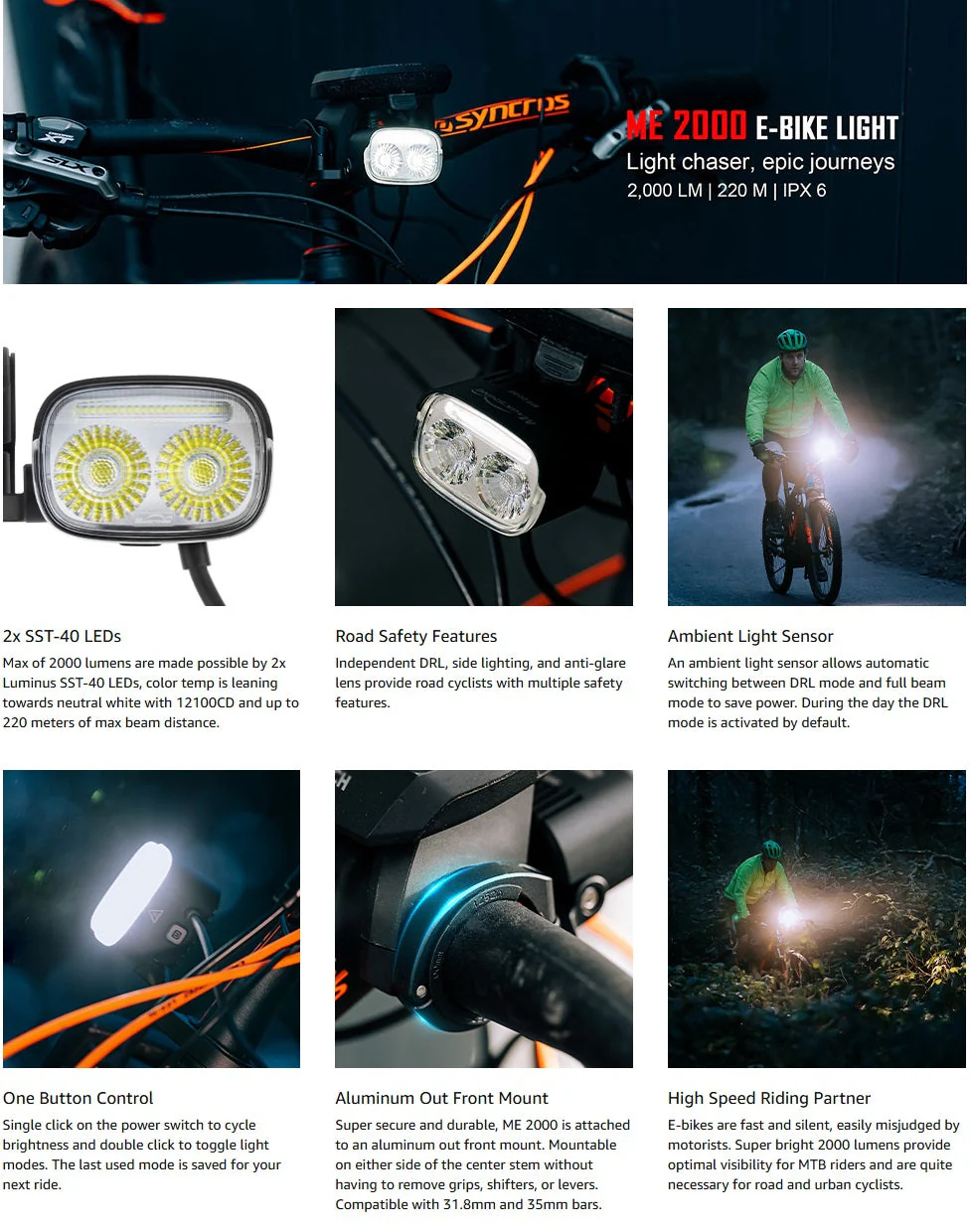 Magicshine E-Bike Headlight ME 2000, 2000 Lumens of Max Verified Output, DRL, Side Lighting, Auto Adapts to E-Bike Output 6-12V, Compatible with Shimano, Yamaha, Brose and Bosch - Image 4