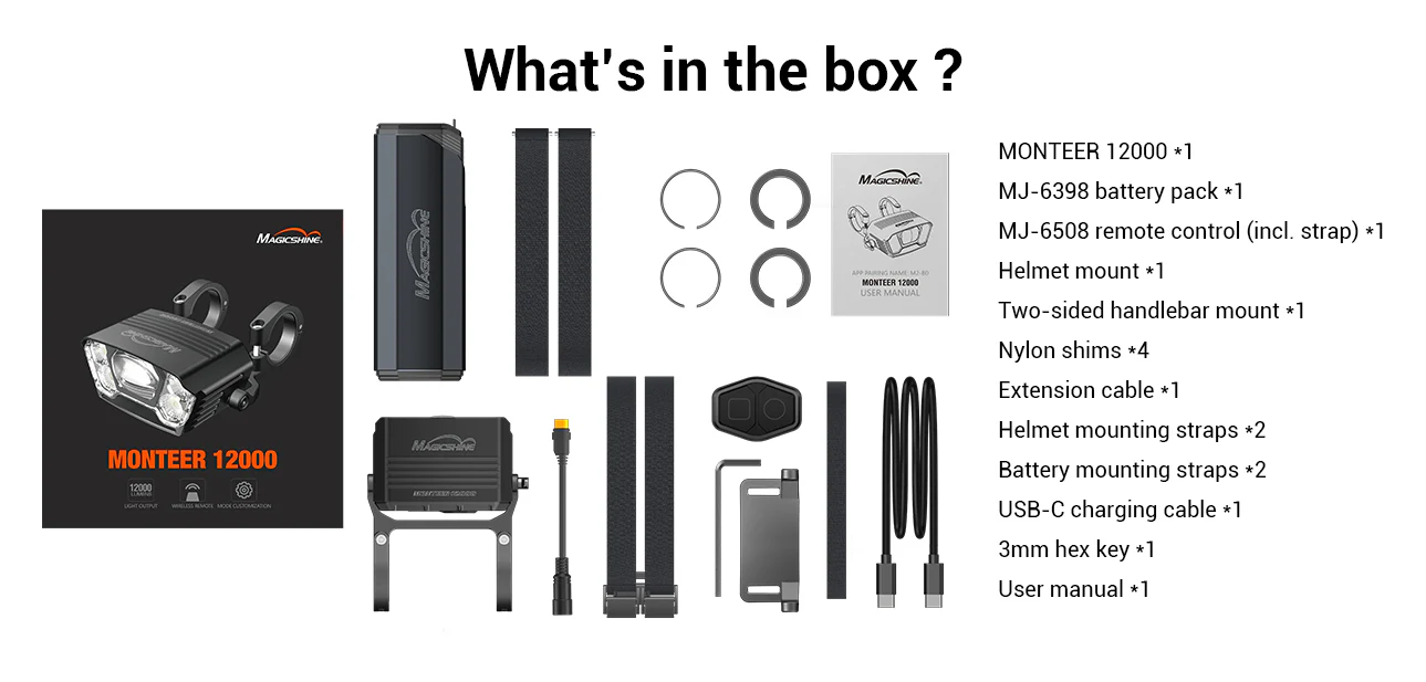 Magicshine MONTEER 12000 Mountain Bike Light,IPX6 Waterproof 12000 Lumen Max Output,20,000mAh Type-C Battery Pack with Reverse Charging Ultimate MTB Light - Image 11