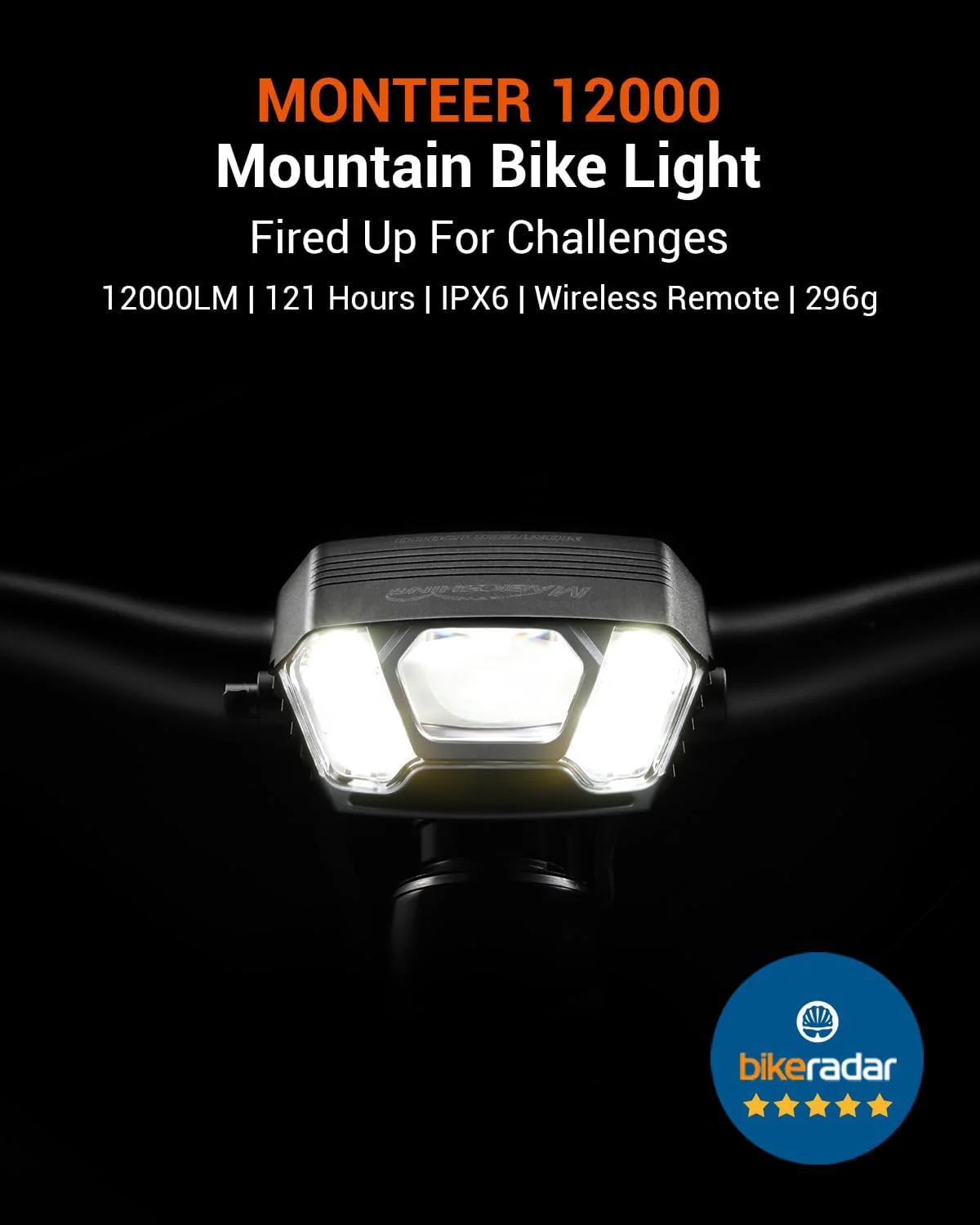 Magicshine MONTEER 12000 Mountain Bike Light,IPX6 Waterproof 12000 Lumen Max Output,20,000mAh Type-C Battery Pack with Reverse Charging Ultimate MTB Light - Image 2